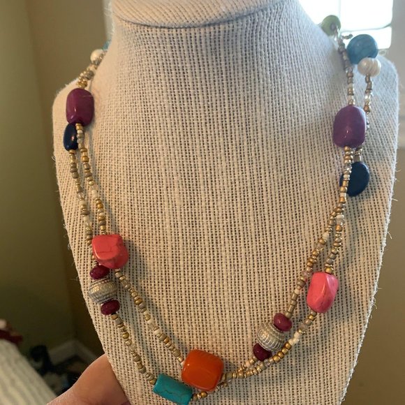 Chico’s NWT Necklace Multi Color Stones 17″ - Picture 2 of 12